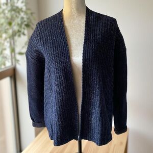 NWT Gap Navy Blue Lambs Wool Knit Pancho Open Cardigan Sweater Womens Sz S Small